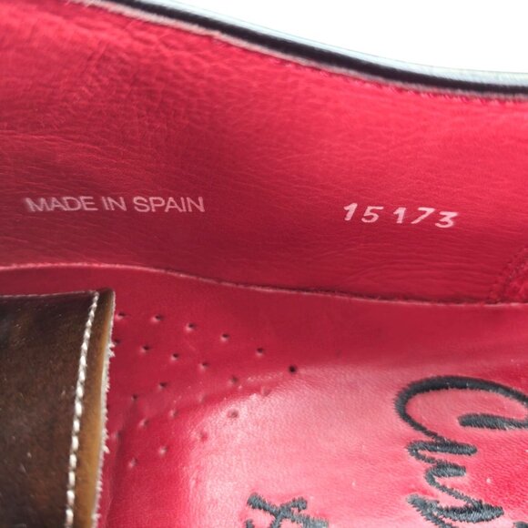 Mezlan Custom Mens 11.5 Brown Polished Leather Wingtip Oxfords Dress Shoes Spain - Picture 13 of 15